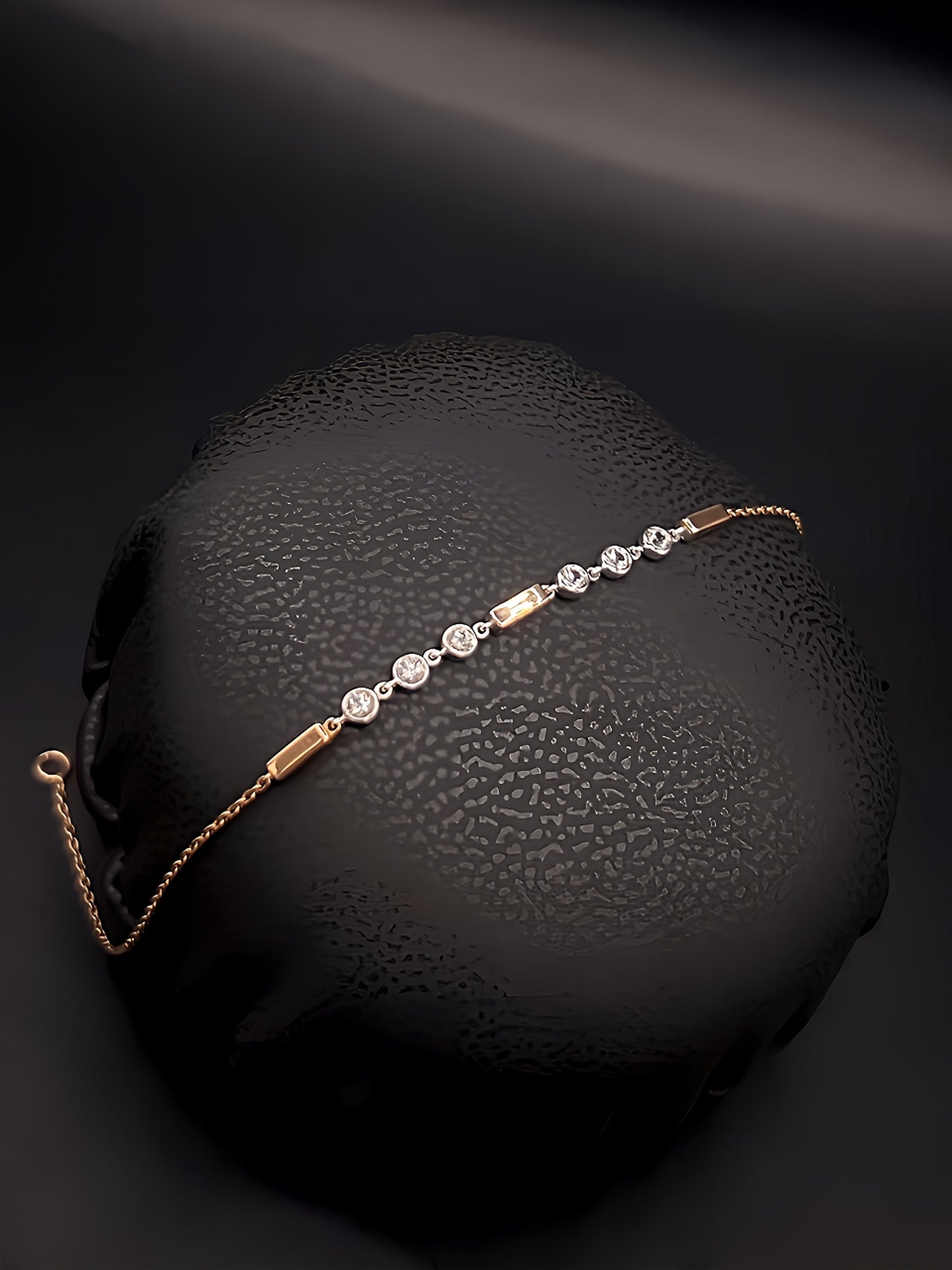 Rose Gold Bracelet with White Natural Sapphires