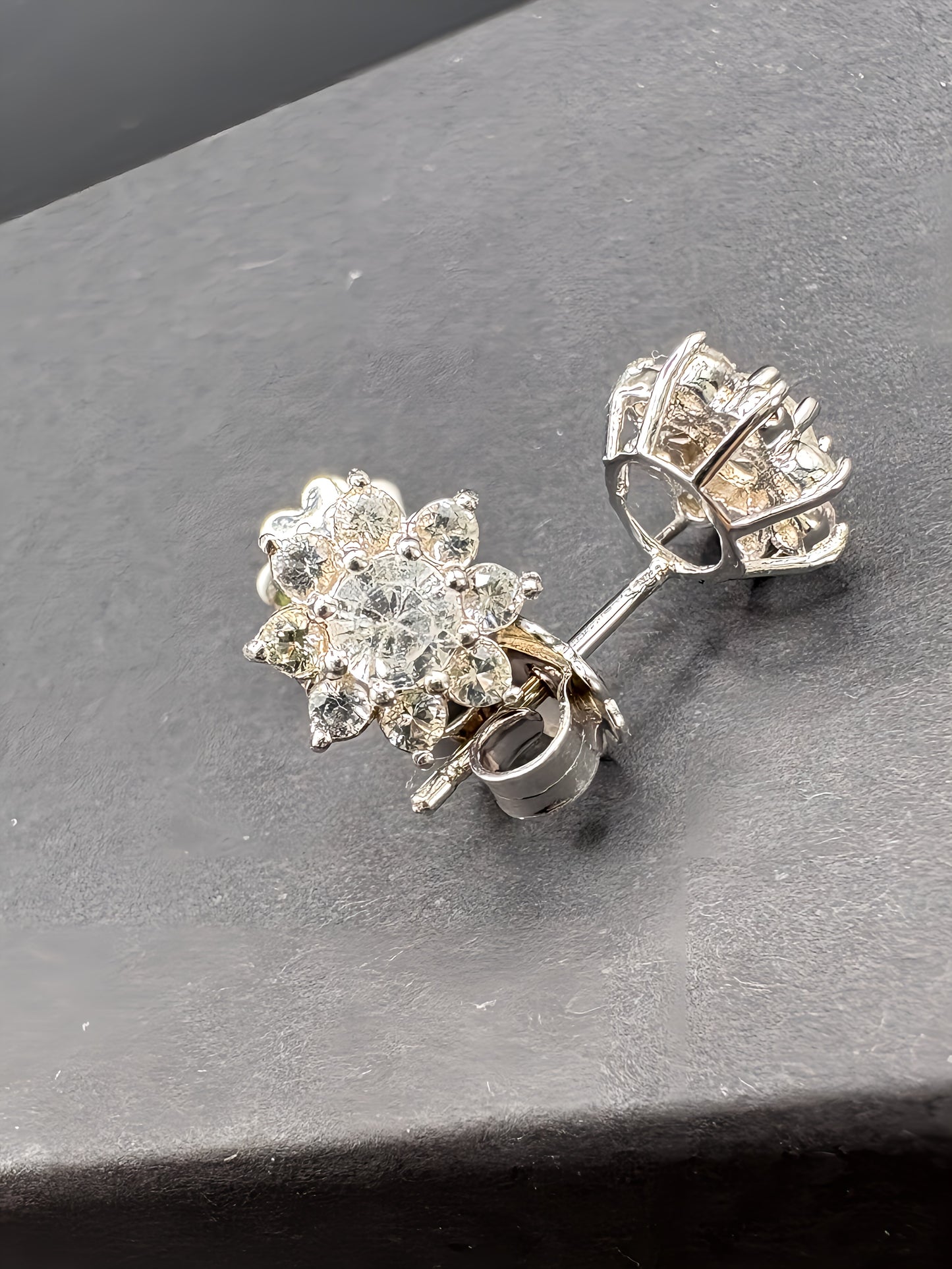 White Sapphire White Gold Studs Earings