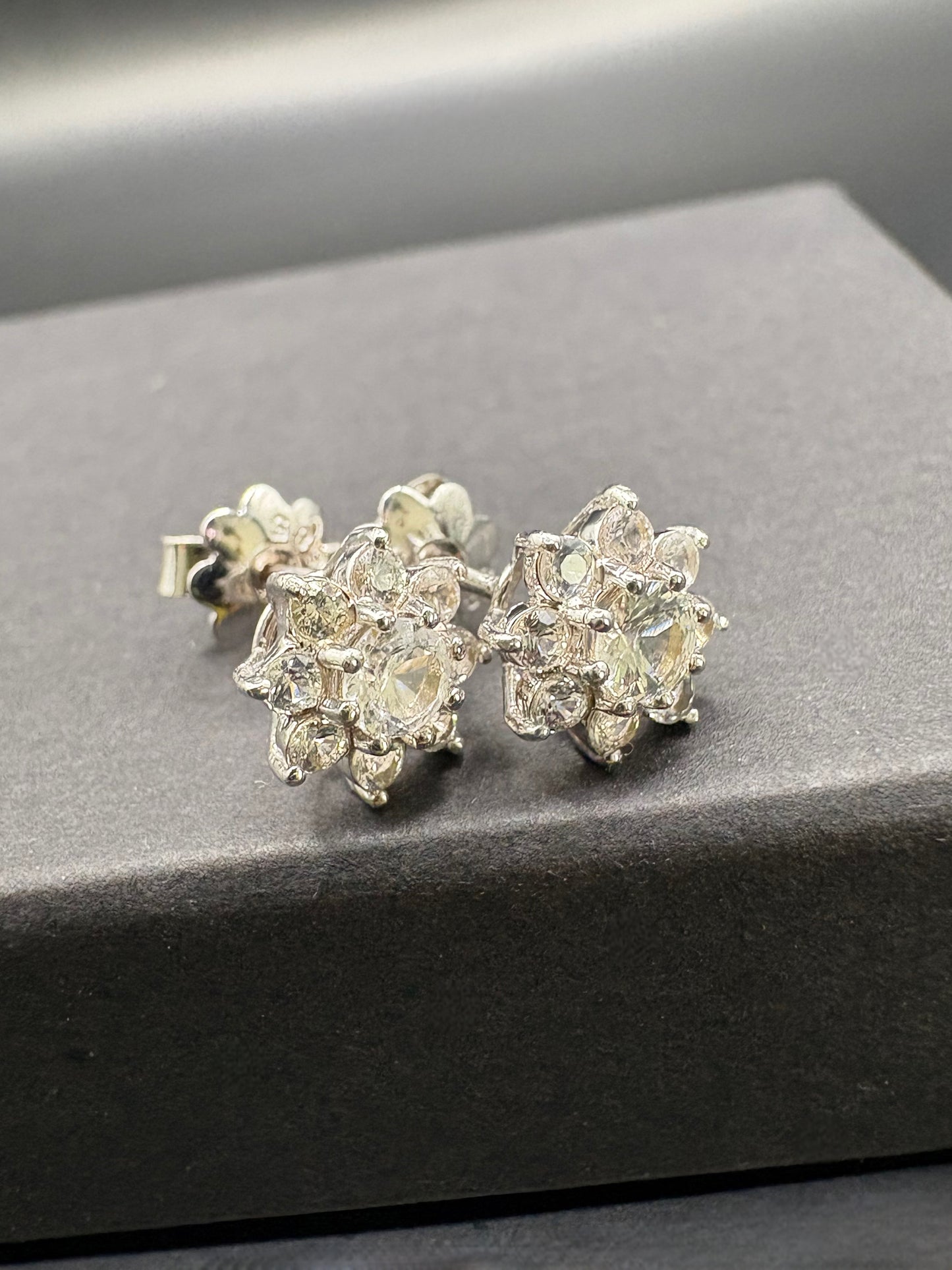 White Sapphire White Gold Studs Earings