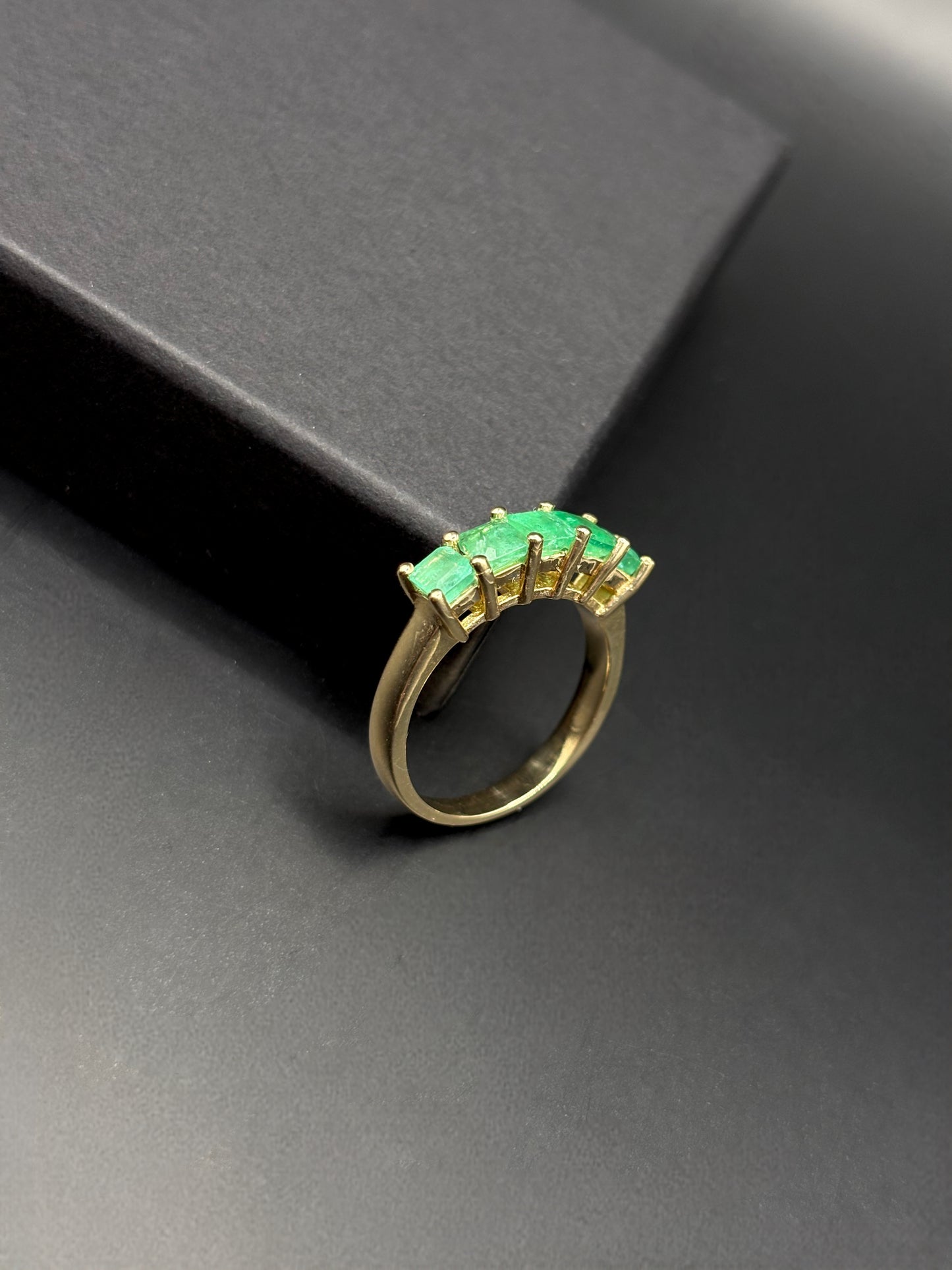 Yellow Gold Ring With 5 Square Emeralds