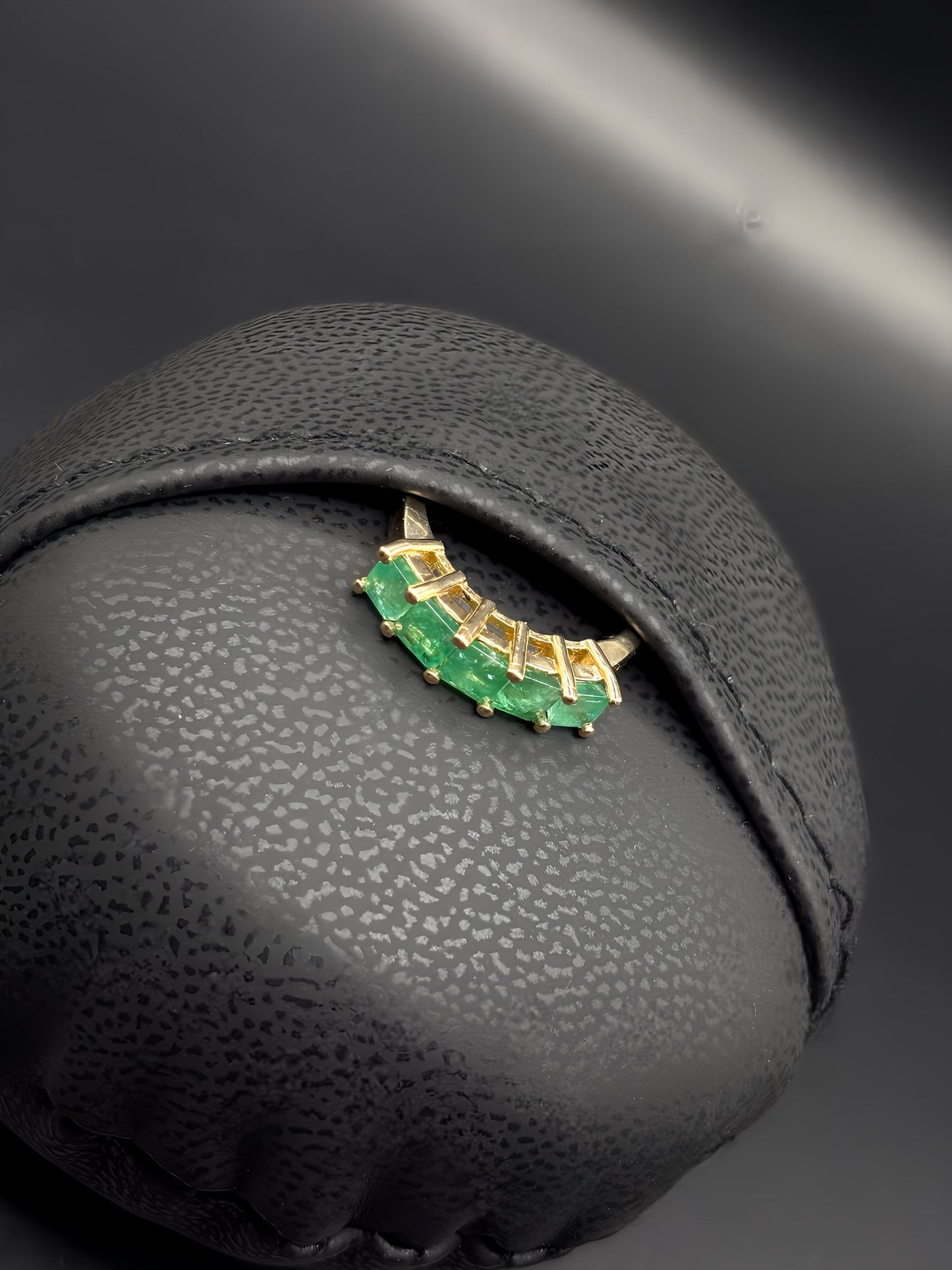 Yellow Gold Ring With 5 Square Emeralds